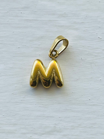 Bubble alphabet letter initial charm pendants