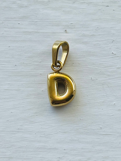 Bubble alphabet letter initial charm pendants