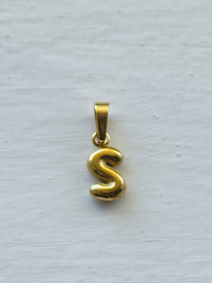 Bubble alphabet letter initial charm pendants