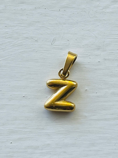 Bubble alphabet letter initial charm pendants