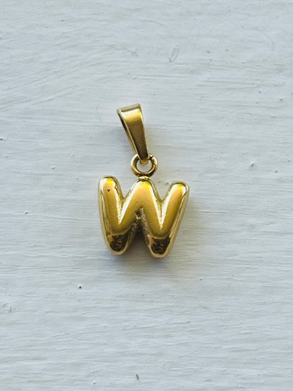 Bubble alphabet letter initial charm pendants