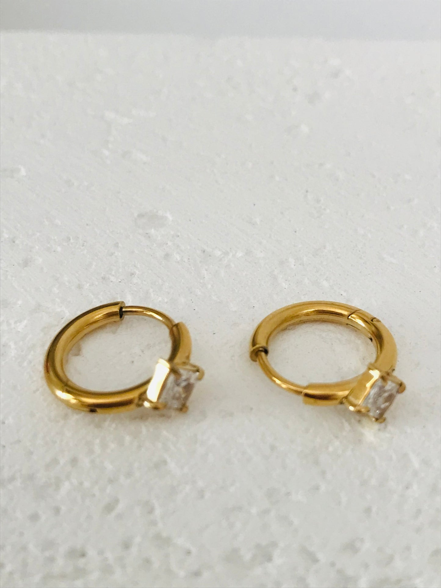 Daphne diamante gold huggie hoop earrings