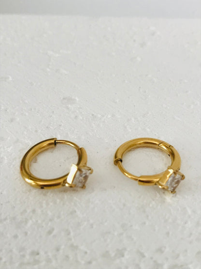 Daphne diamante gold huggie hoop earrings