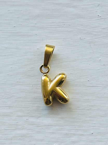 Bubble alphabet letter initial charm pendants