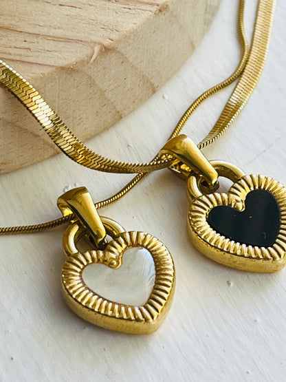 Yin yang black and white heart charms