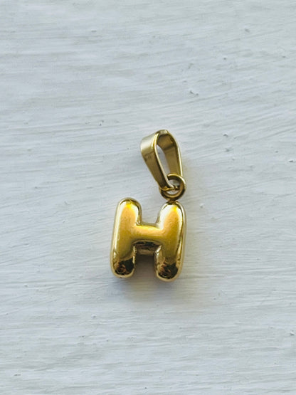 Bubble alphabet letter initial charm pendants