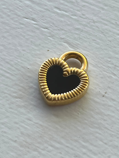 Yin yang black and white heart charms