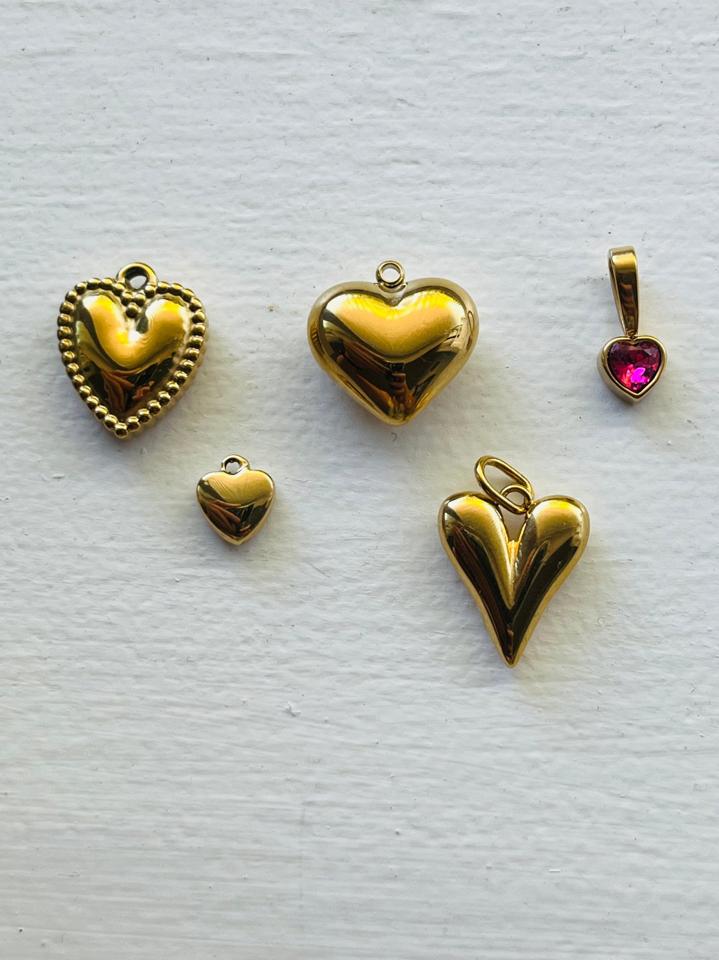 Tiny puff peach heart charm pendant