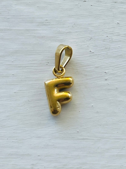Bubble alphabet letter initial charm pendants