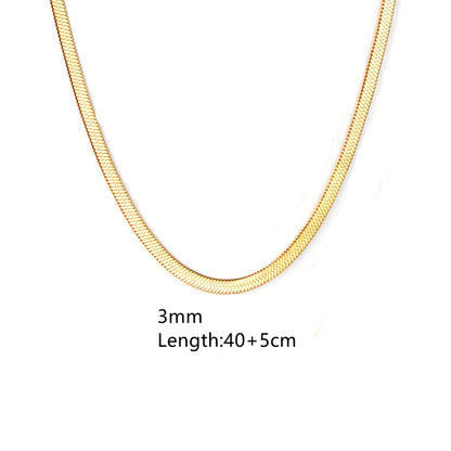 Fox and Rose herringbone snake chain gold necklace