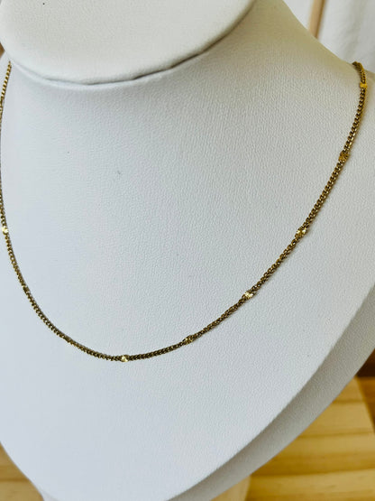 Logan stamped flat chain gold necklace