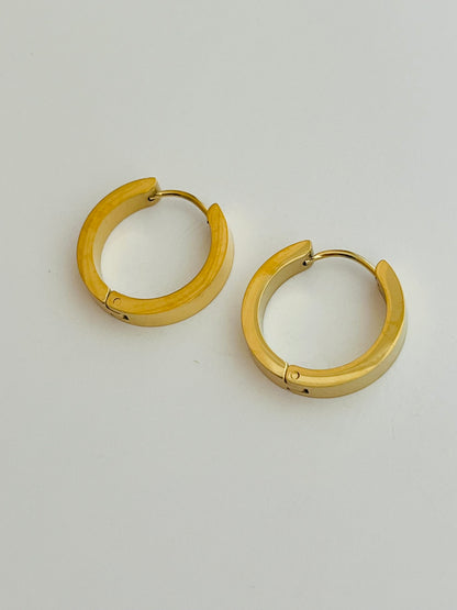 4 mm broad waterproof and tarnish proof, hypoallergenic stainless steel gold hoop earrings 