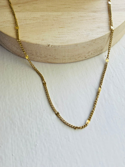 Logan stamped flat chain gold necklace