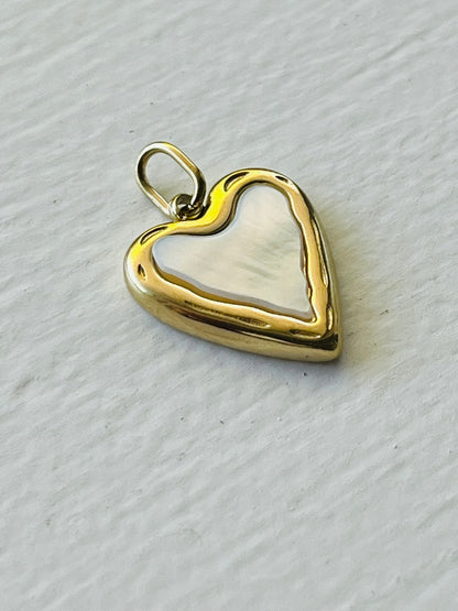 Heart charm with shell inlay