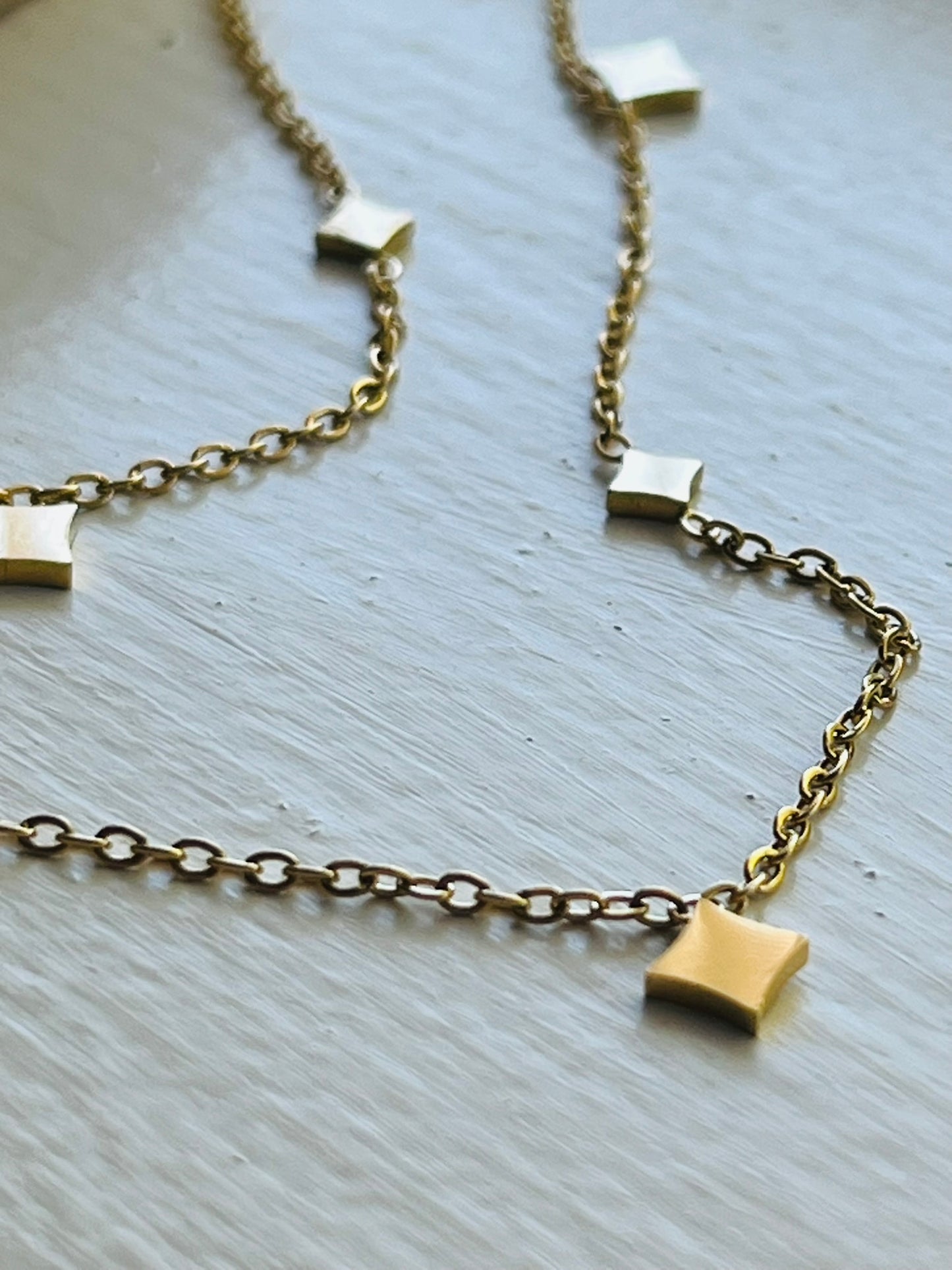 Nova Diamond shimmer disk gold necklace