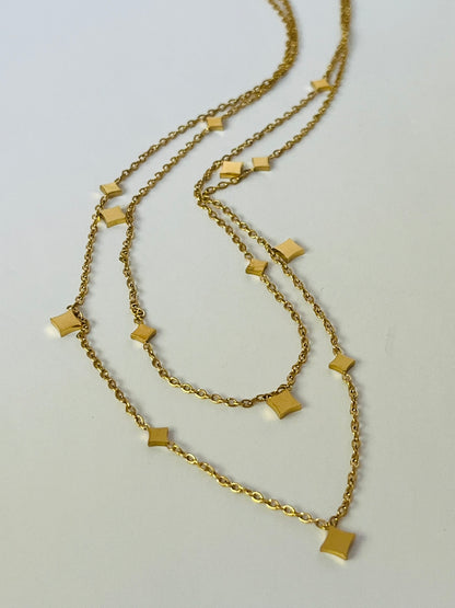 Nova Diamond shimmer disk gold necklace