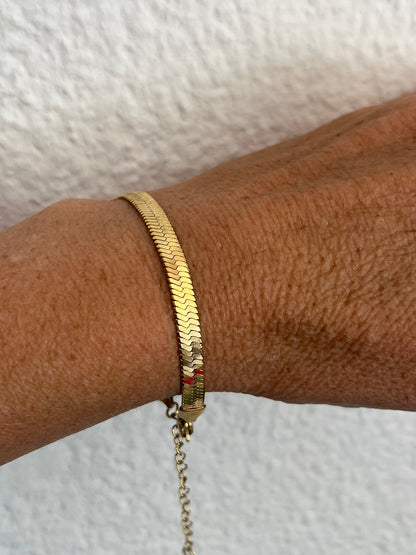 Juniper snake (herringbone) gold bracelet 5 mm