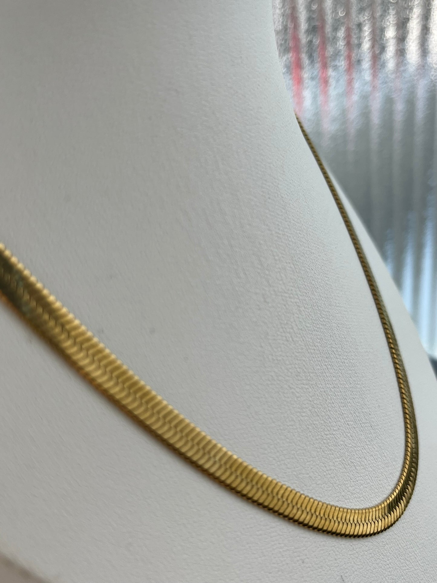 Fox and Rose herringbone snake chain gold necklace