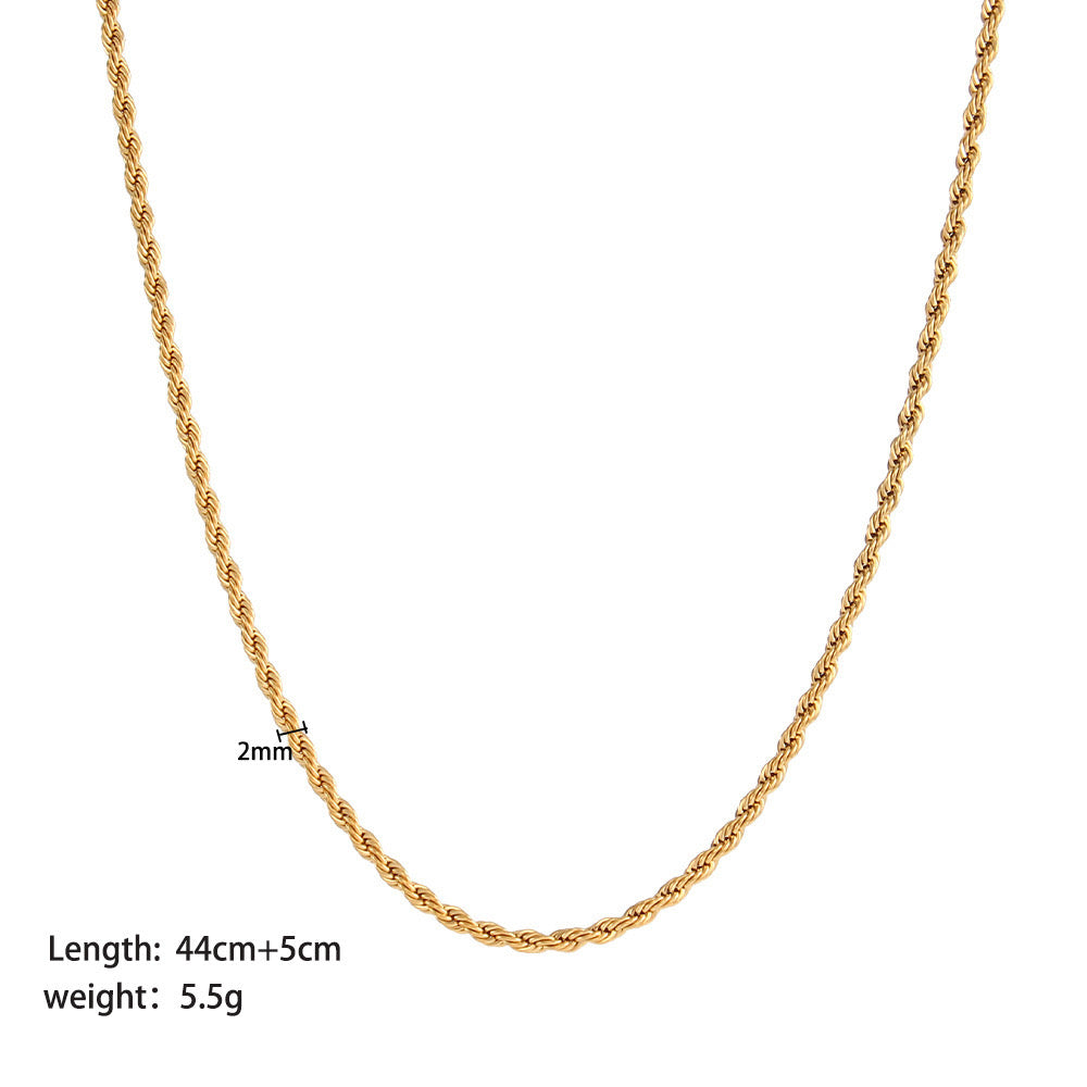 Piper French rope twisted gold necklace