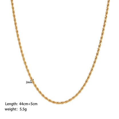 Piper French rope twisted gold necklace