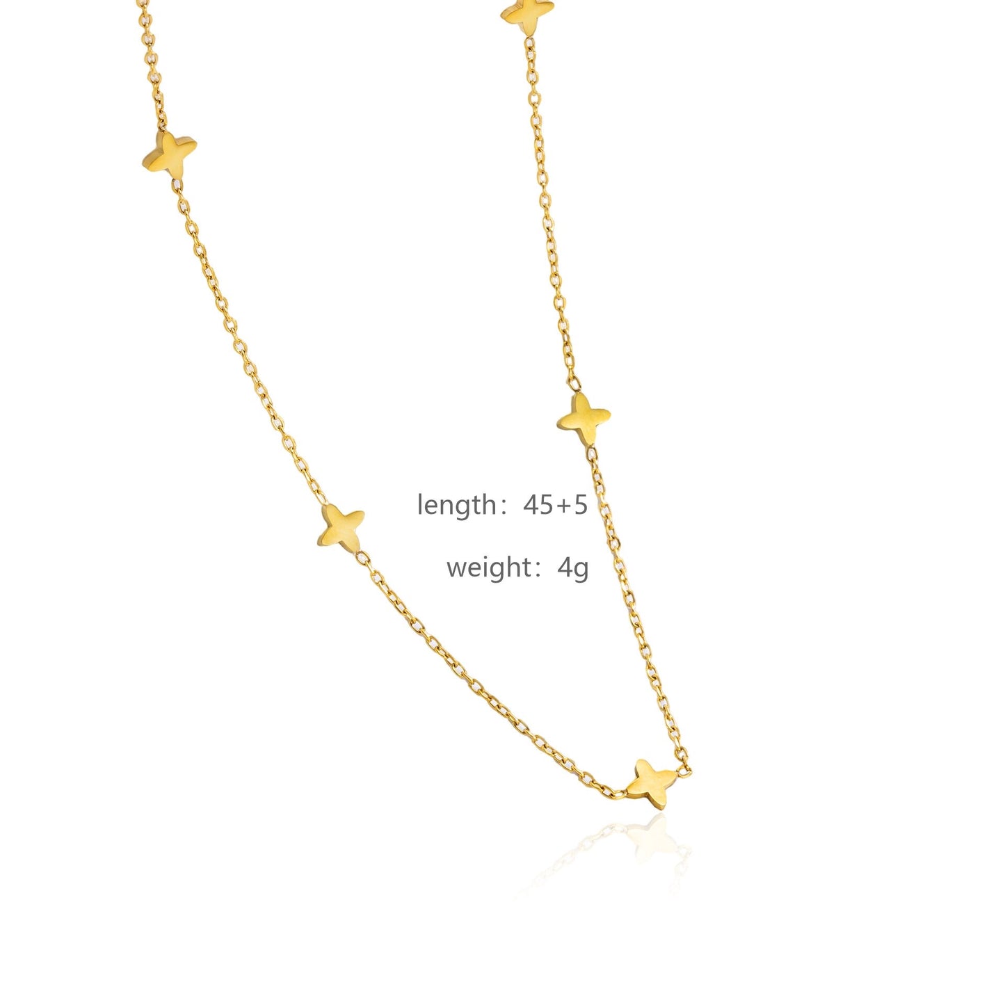 Nova clover shimmer disk gold necklace