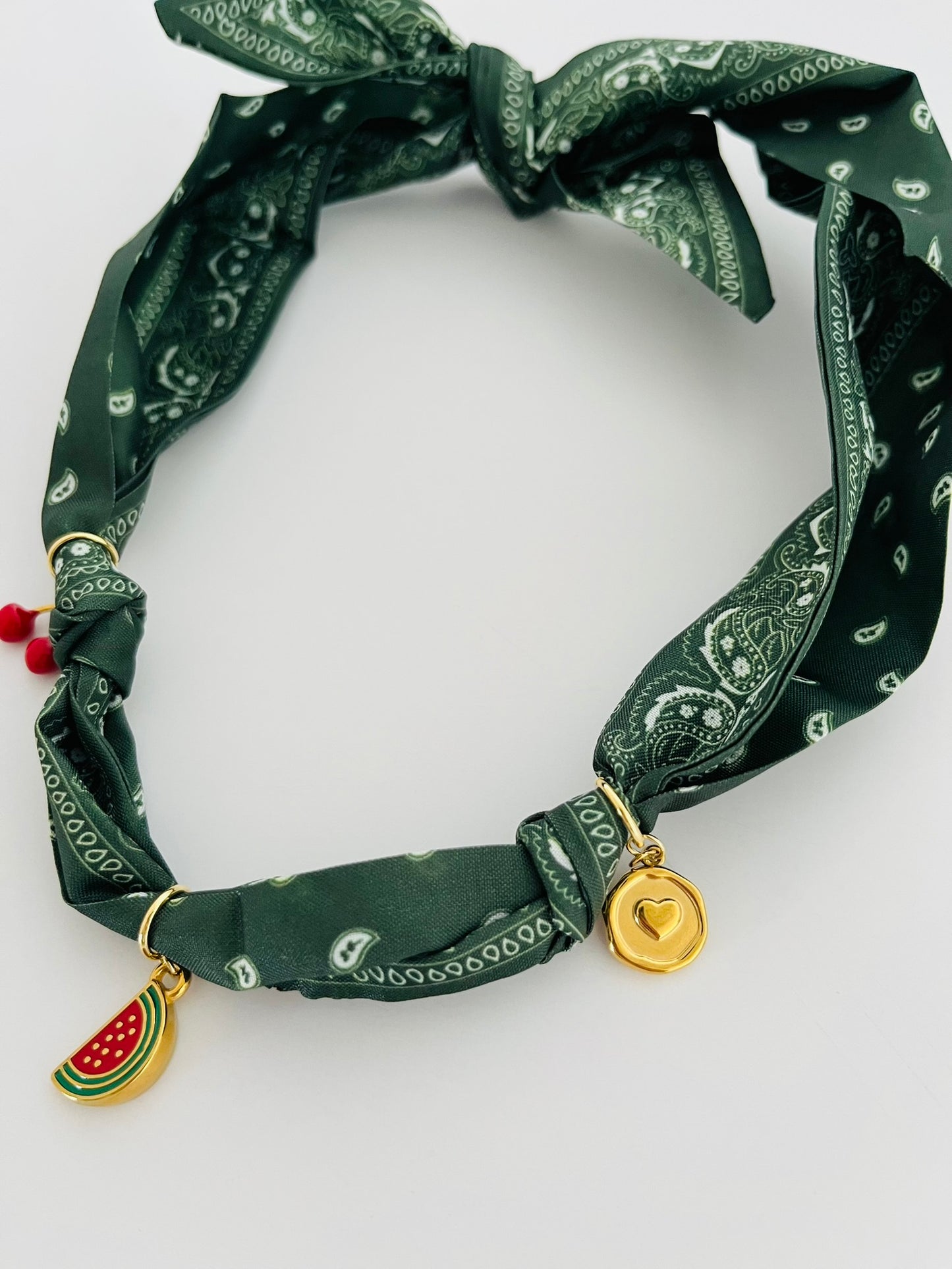 Dark green classic bandana charm necklace