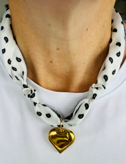 Heart classic bandana charm necklace