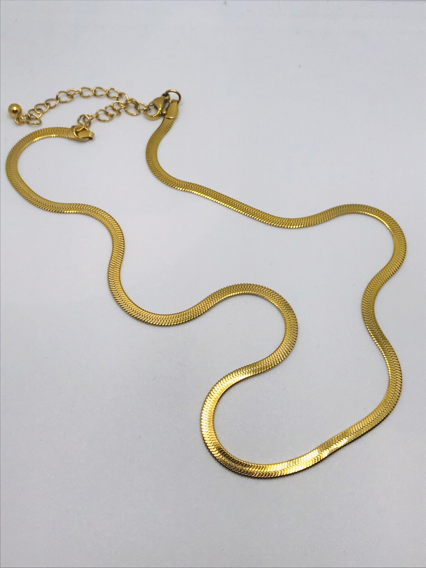 Fox and Rose herringbone snake chain gold necklace