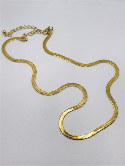 Fox and Rose herringbone snake chain gold necklace