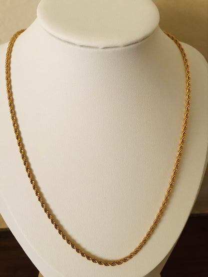 Piper French rope twisted gold necklace