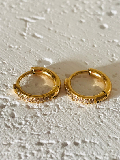 Lily inlaid gold hoop earrings