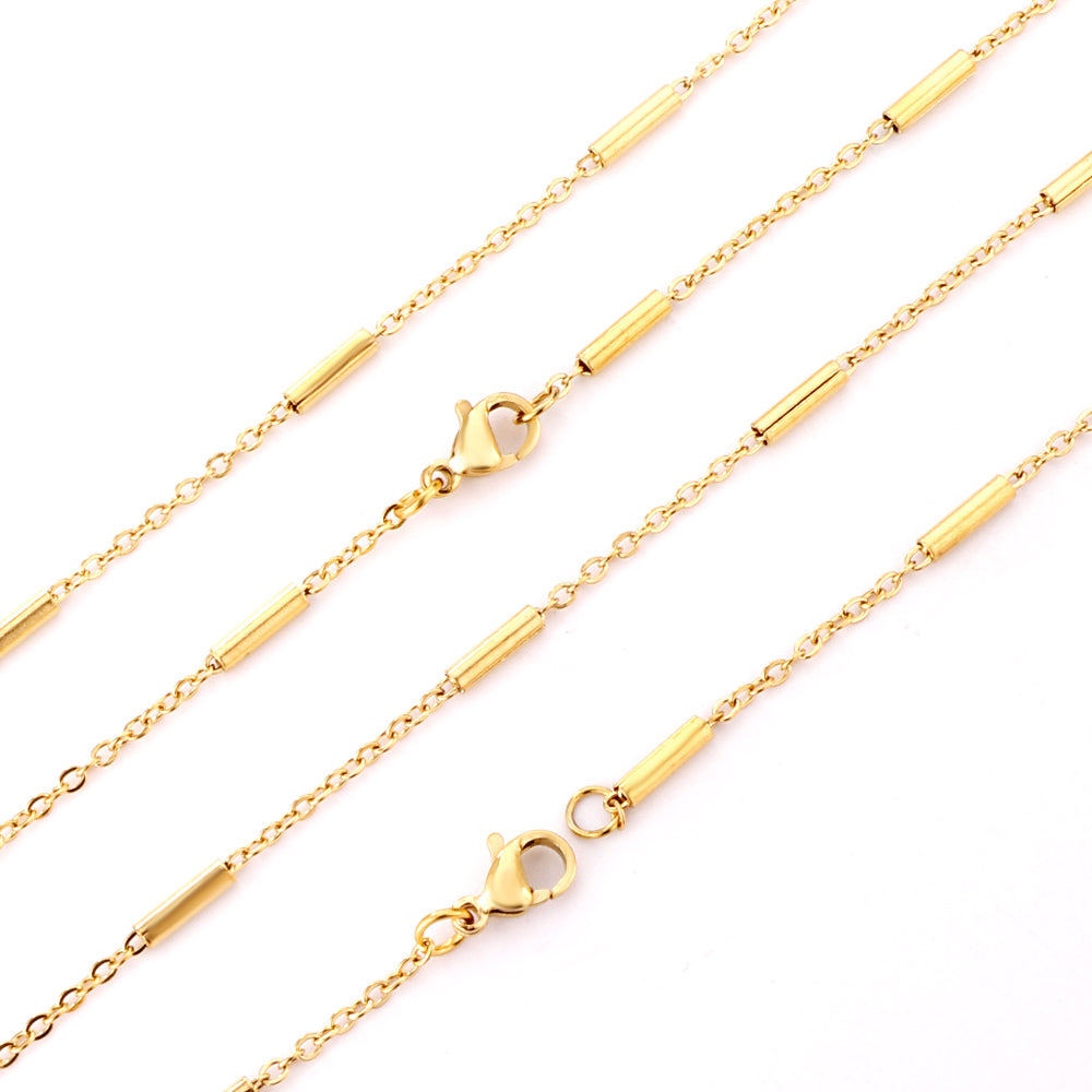 Demi tube chain gold necklace
