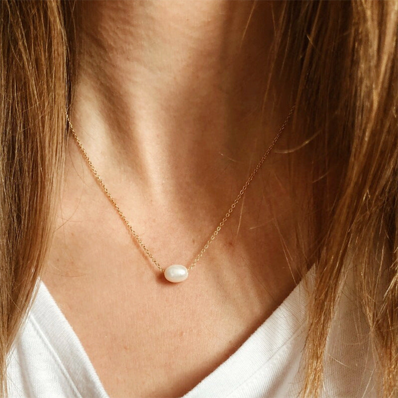 Fresh water pearl gold necklace