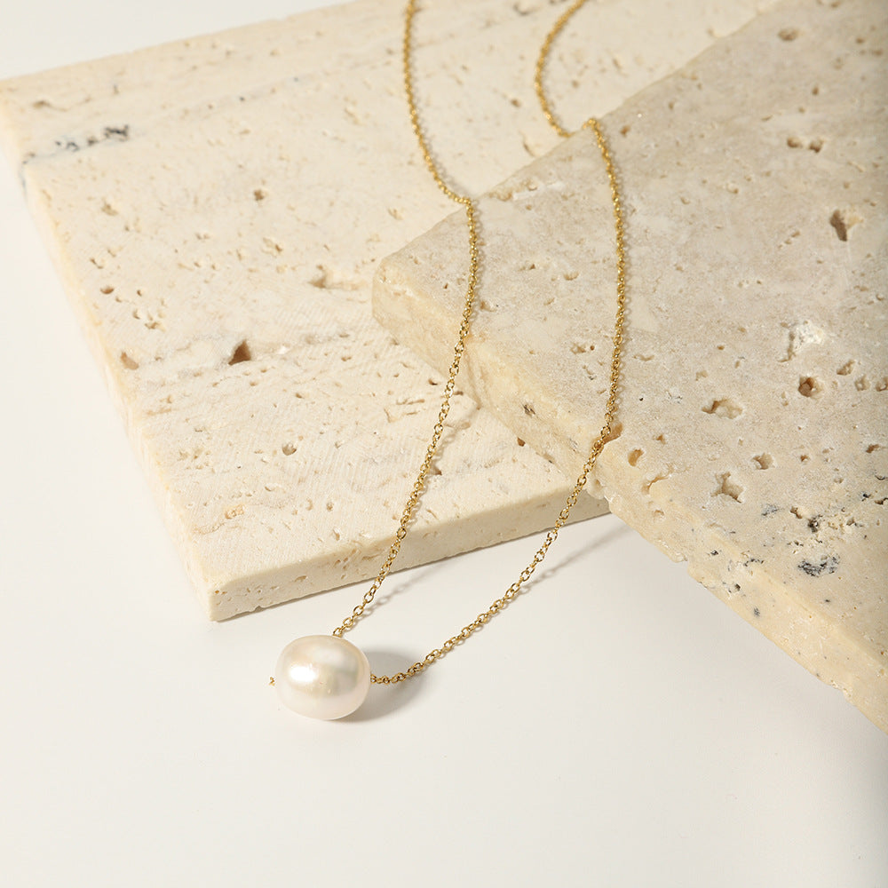 Fresh water pearl gold necklace