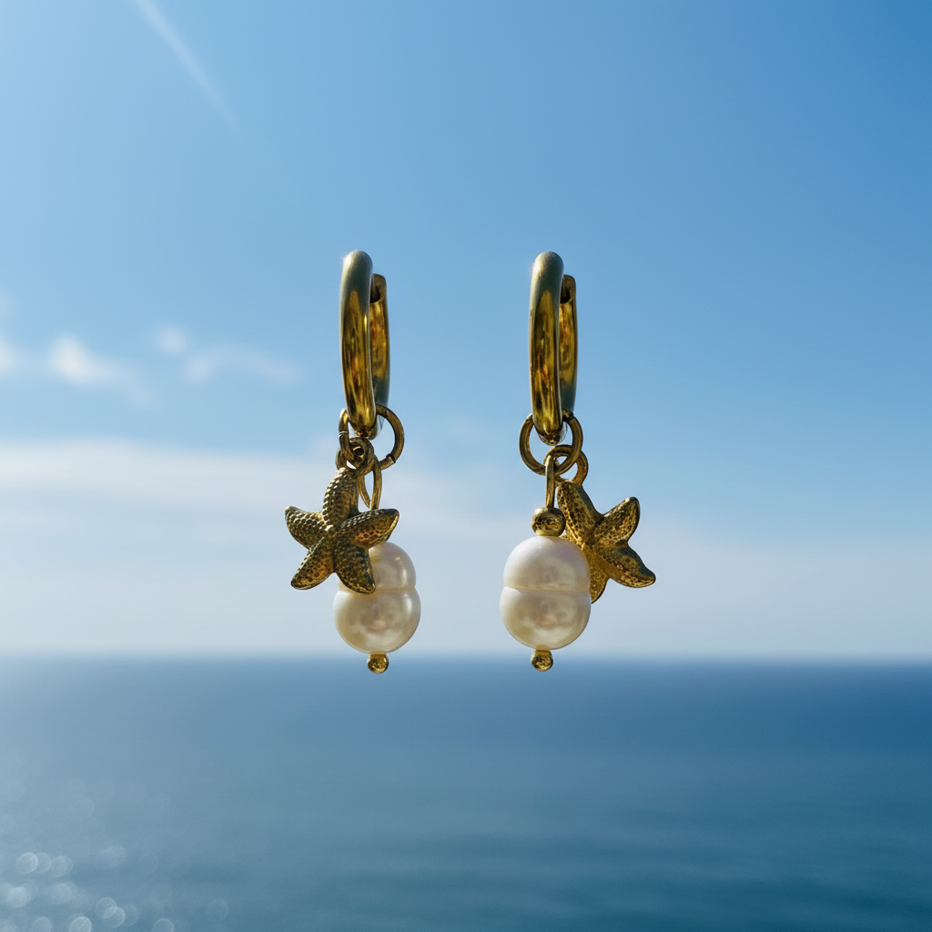 Coastal Wanderer Starfish Pearl Earrings – Blue Sky Coastal