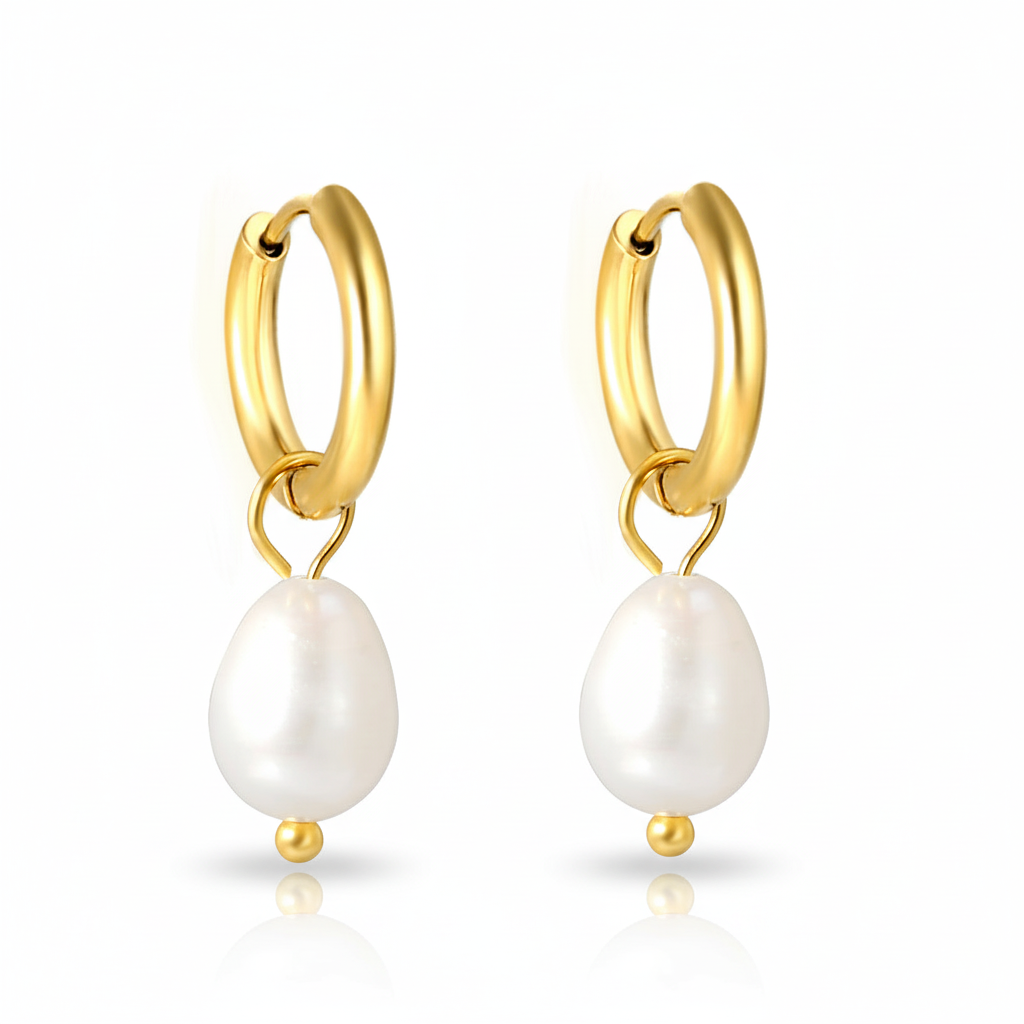 Curvy pearl earrings product photo 1