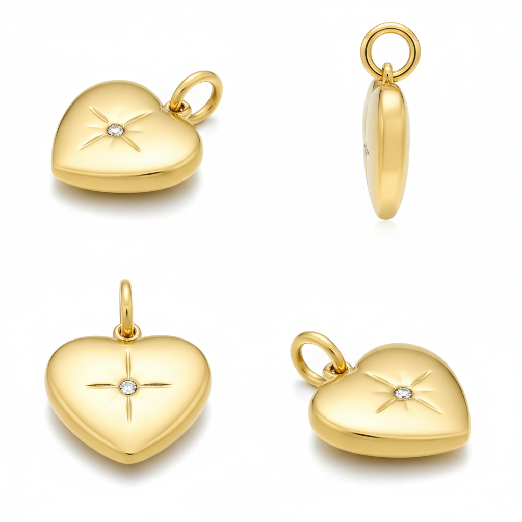 Eight pointed star heart charm product photo 2