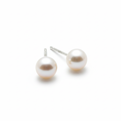 Freshwater pearl earrings with white background