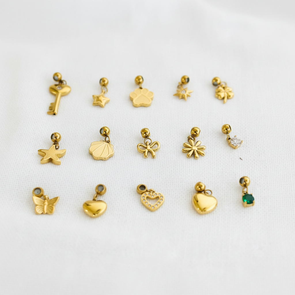 Gold charms with enhanced white background