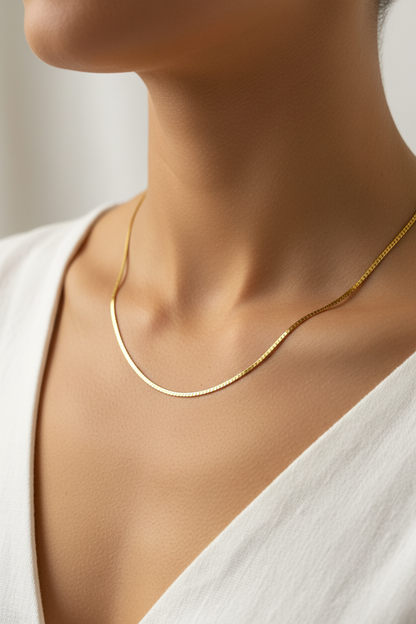 Teresa Flat Cuban Link Necklace – On Model