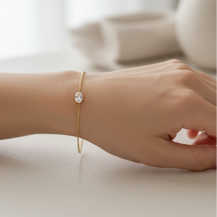 Woman wearing Ellie bracelet - lifestyle shot