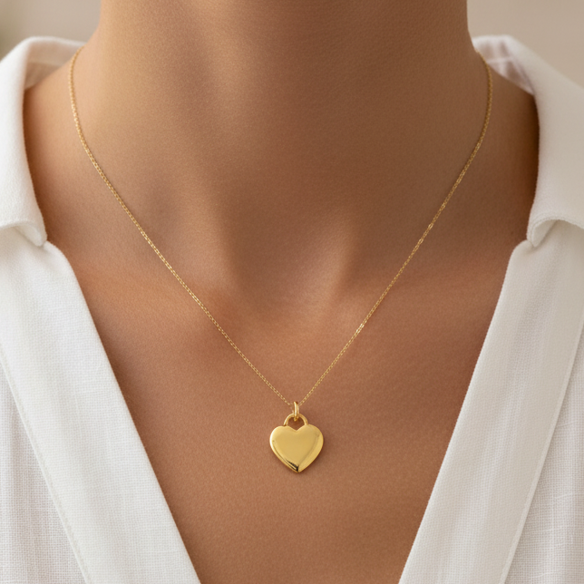 Woman wearing The One and Only heart charm - lifestyle shot
