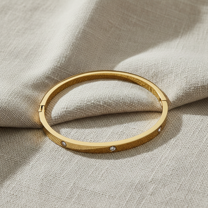 Zoey Gold Bangle on Linen