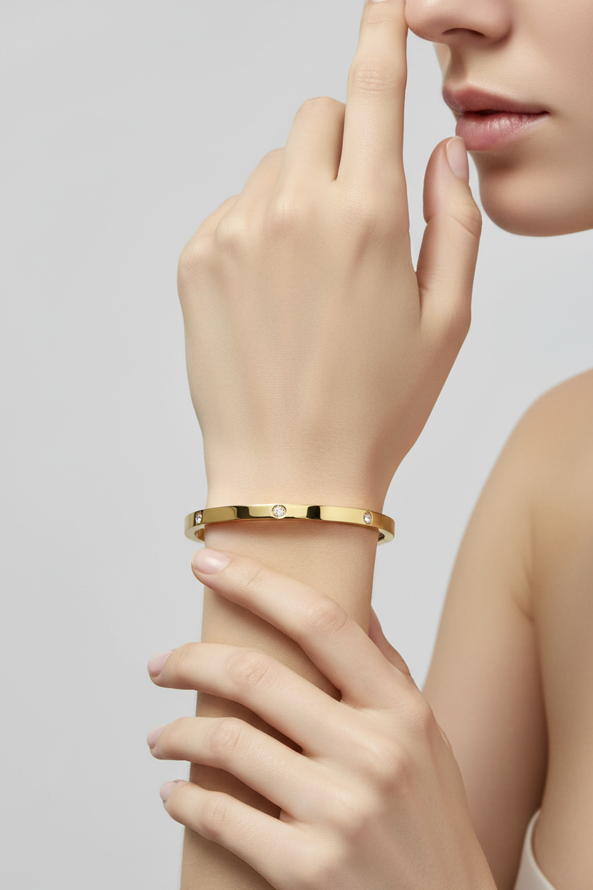 Zoey Gold Bangle on Wrist